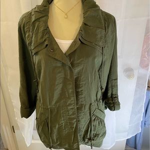 Woman’s Coldwater Creek Army Green Spring Jacket Size PM In Excellent Condition